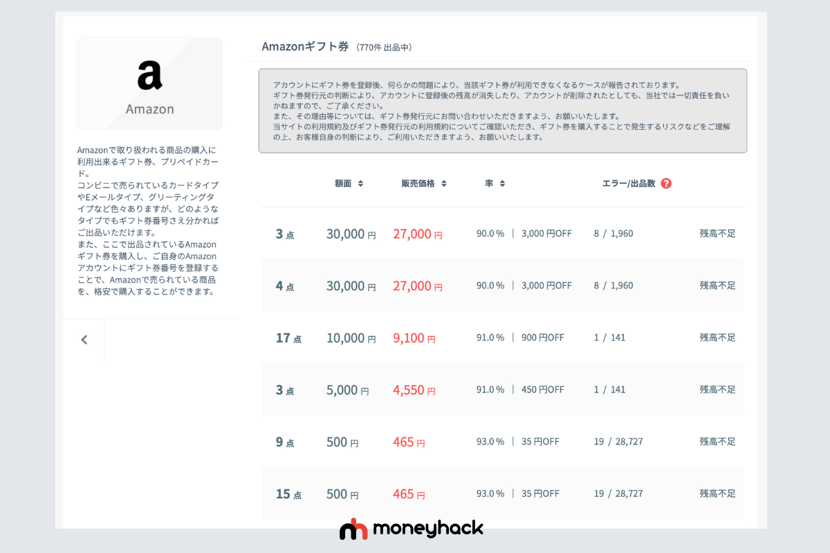 amaten格安ギフト券販売サイト